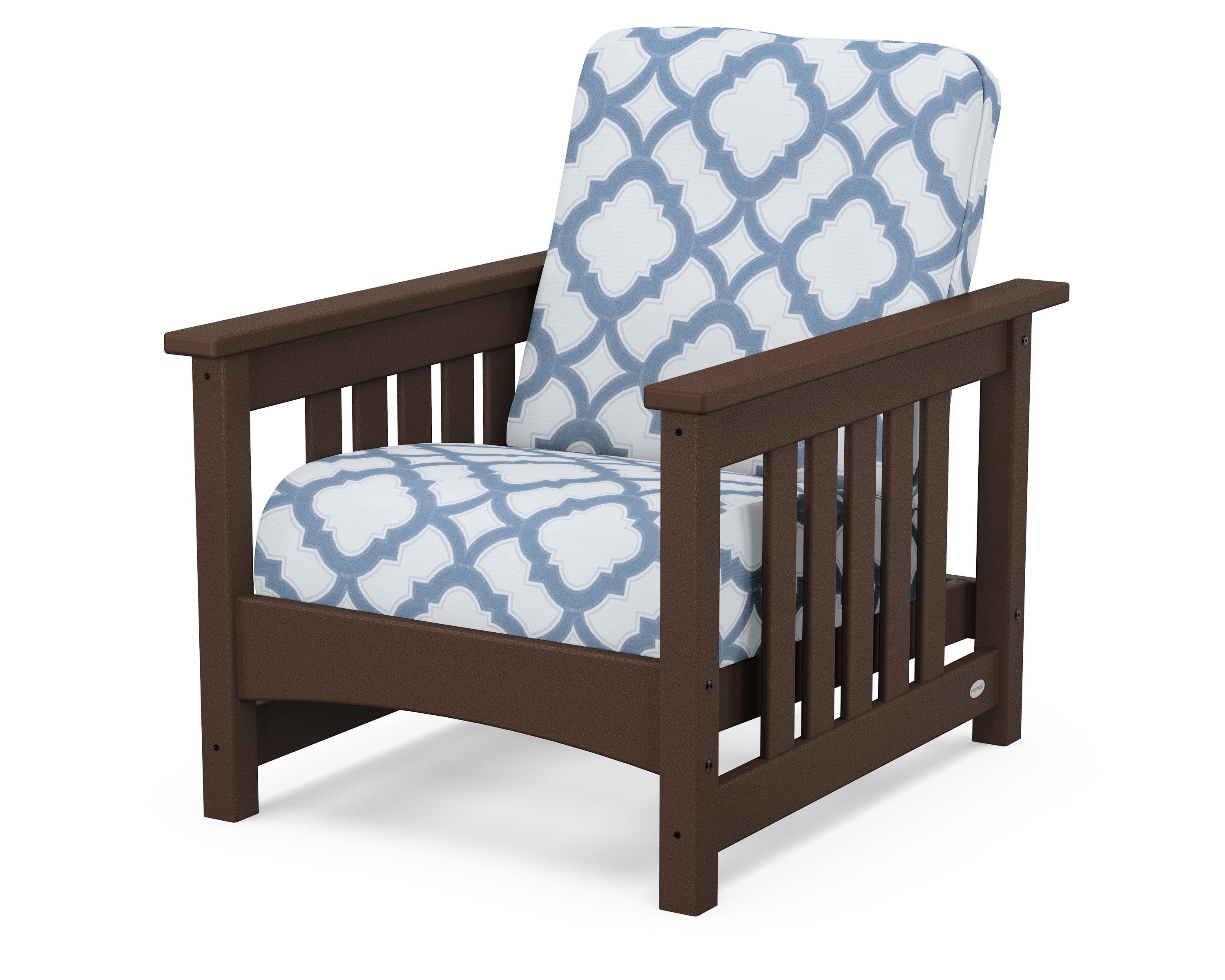 POLYWOOD® Club Mission Chair in Mahogany / Trellis Sky Blue