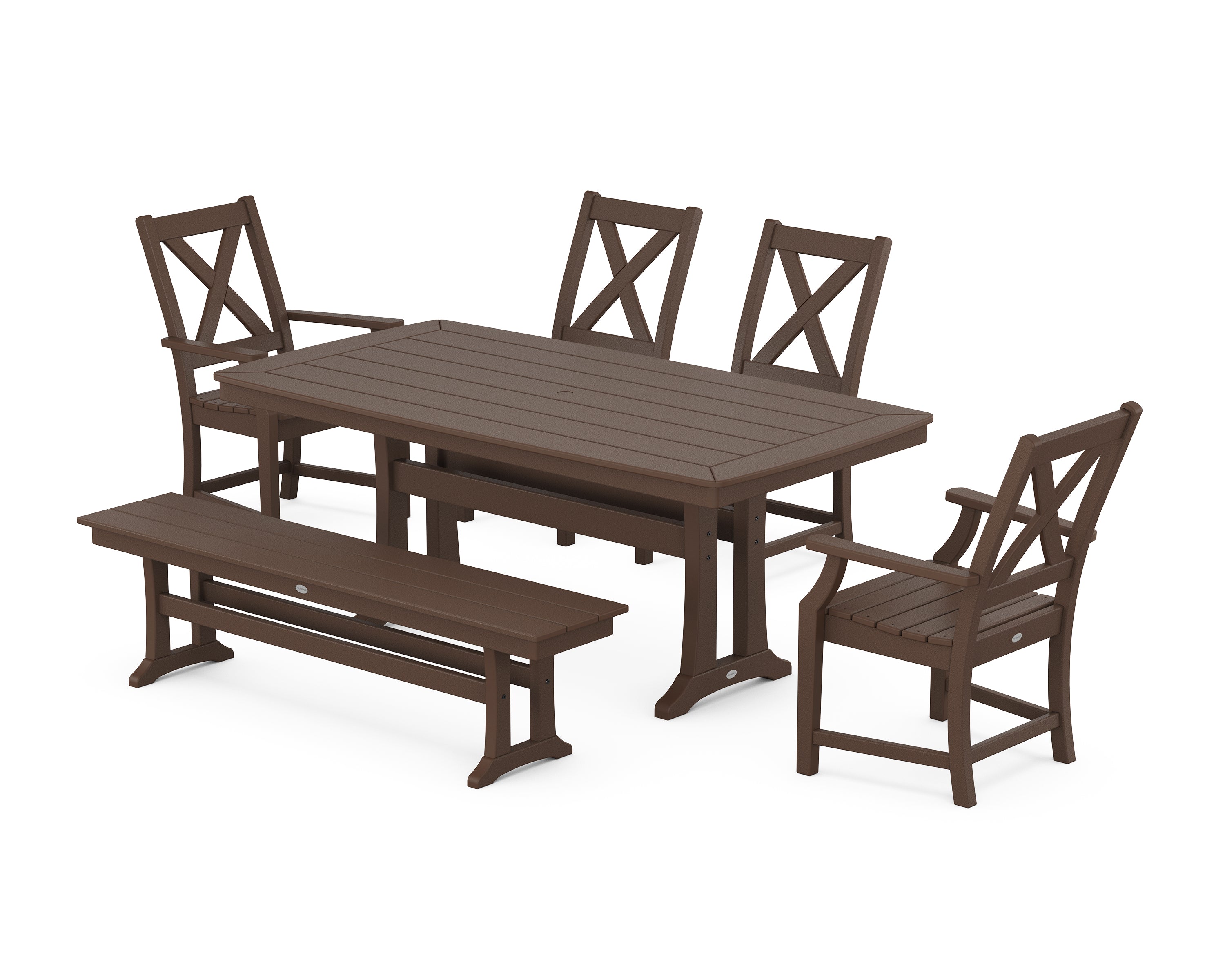 POLYWOOD® Braxton 6-Piece Dining Set with Trestle Legs in Mahogany