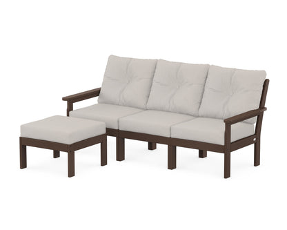 POLYWOOD® Vineyard 4-Piece Sectional with Ottoman in Mahogany / Cast Ash