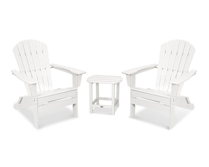 POLYWOOD® South Beach 3-Piece Folding Adirondack Set in White