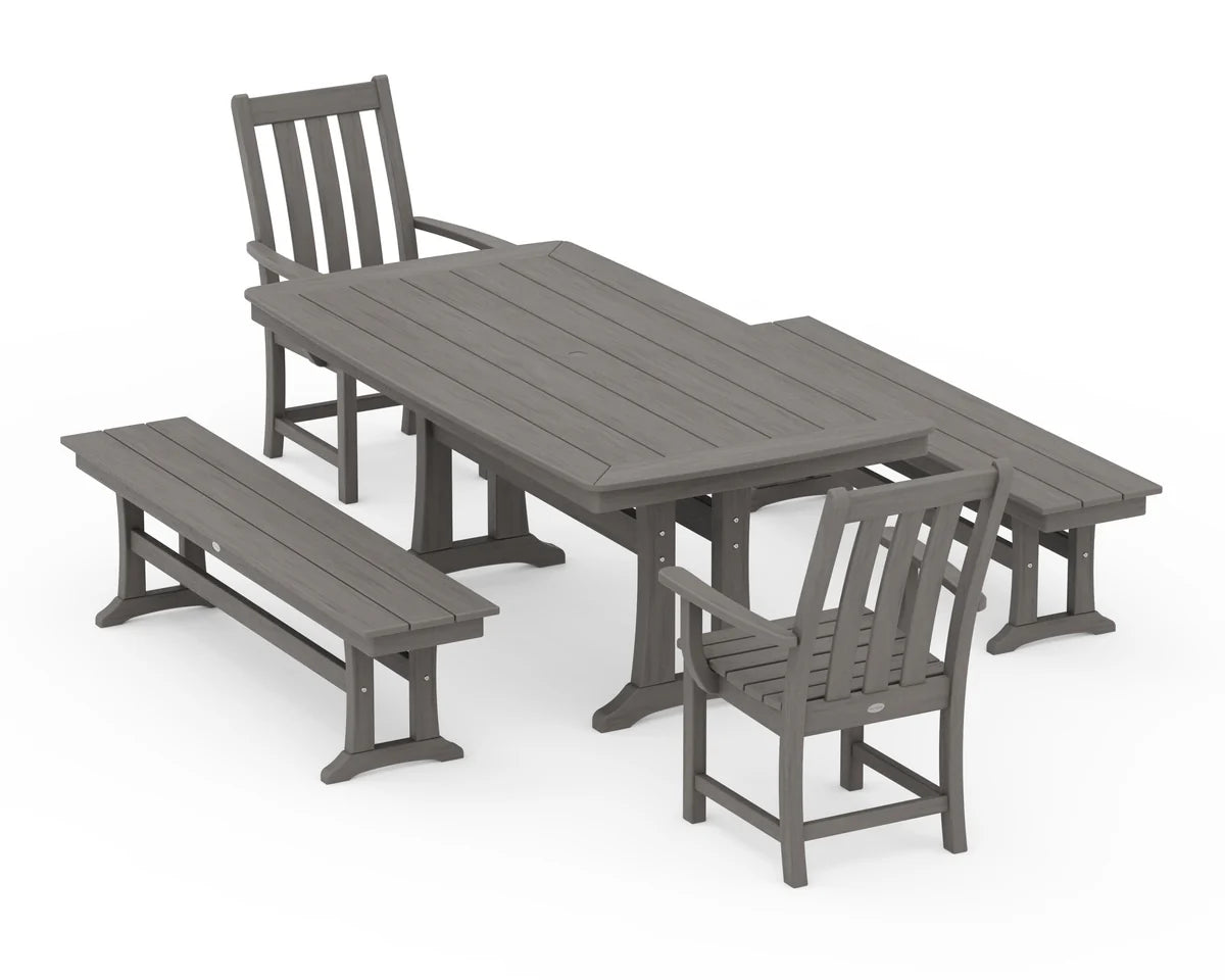 Vineyard 5-Piece Dining Set with Trestle Legs