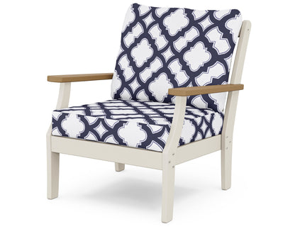 POLYWOOD® Braxton Deep Seating Chair in Sand / Natural / Trellis Navy
