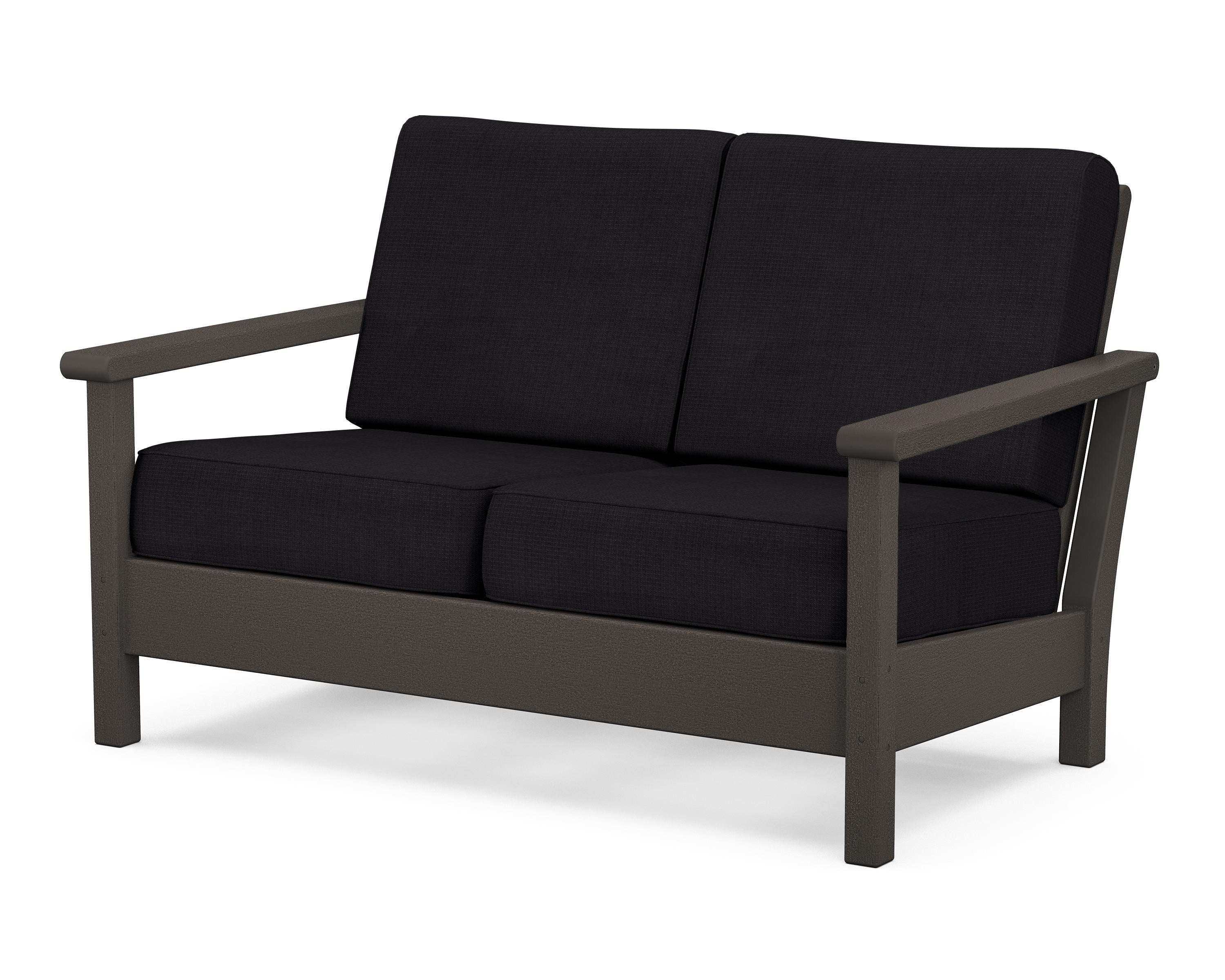POLYWOOD® Harbour Deep Seating Loveseat in Vintage Coffee / Midnight Linen