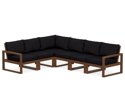 POLYWOOD® EDGE 6-Piece Modular Deep Seating Set in Teak / Midnight Linen
