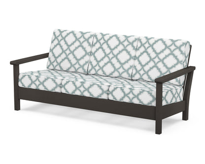POLYWOOD® Harbour Deep Seating Sofa in Vintage Coffee / Trellis Glacier Spa
