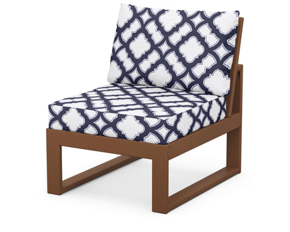 Unbranded Modular Armless Chair in Teak / Trellis Navy