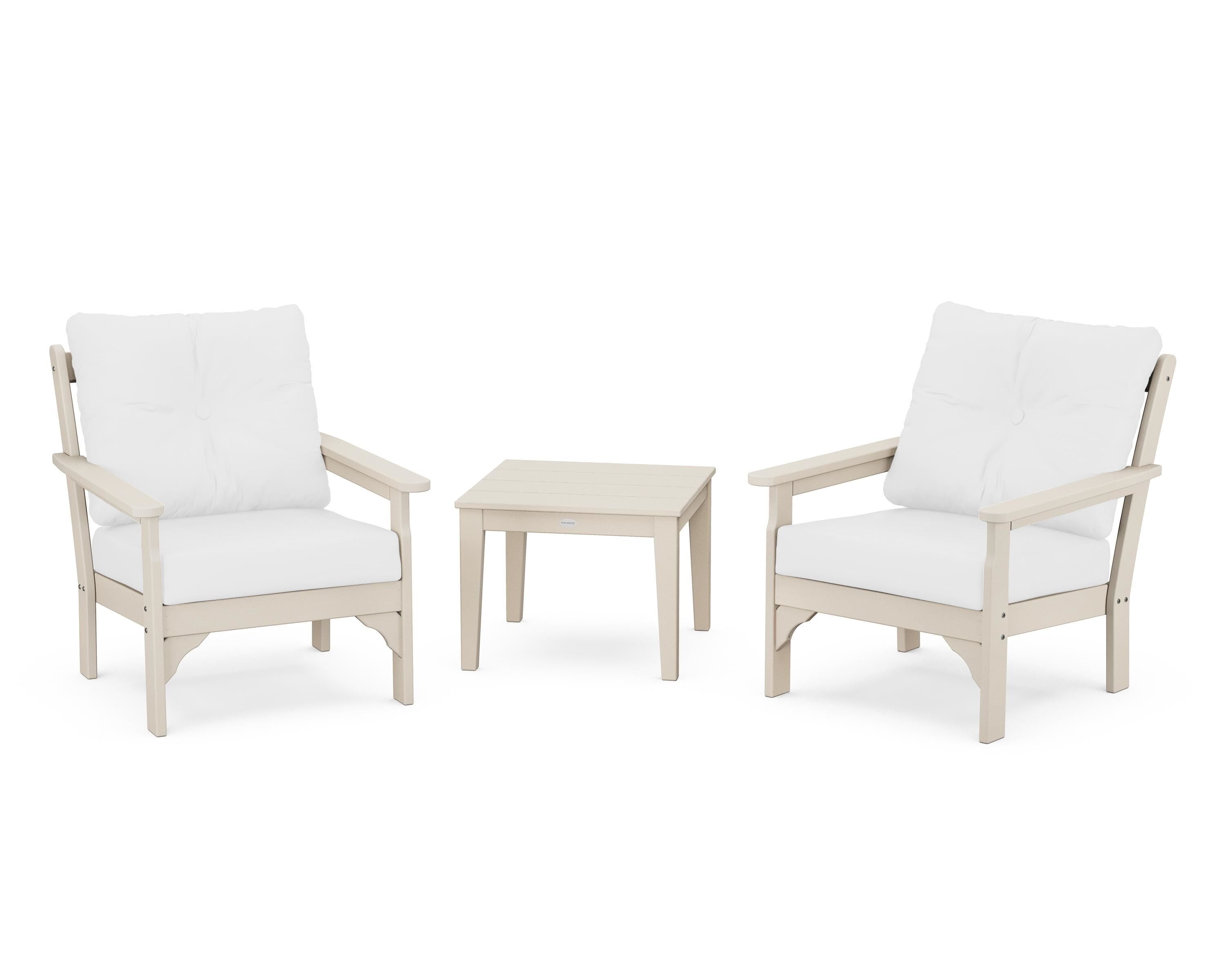 POLYWOOD® Vineyard 3-Piece Deep Seating Set in Sand / Natural