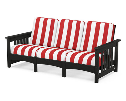 POLYWOOD® Club Mission Sofa in Black / Cabana Stripe Crimson