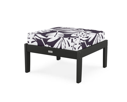 Country Living Cottage Deep Seating Ottoman in Black / Leaf Navy