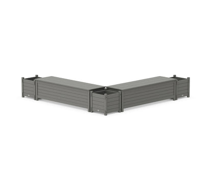 POLYWOOD® 60" Nautical L- Shaped Planter Storage Bench Corner Set in Slate Grey