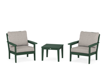 Country Living Cottage 3-Piece Deep Seating Set in Green / Weathered Tweed
