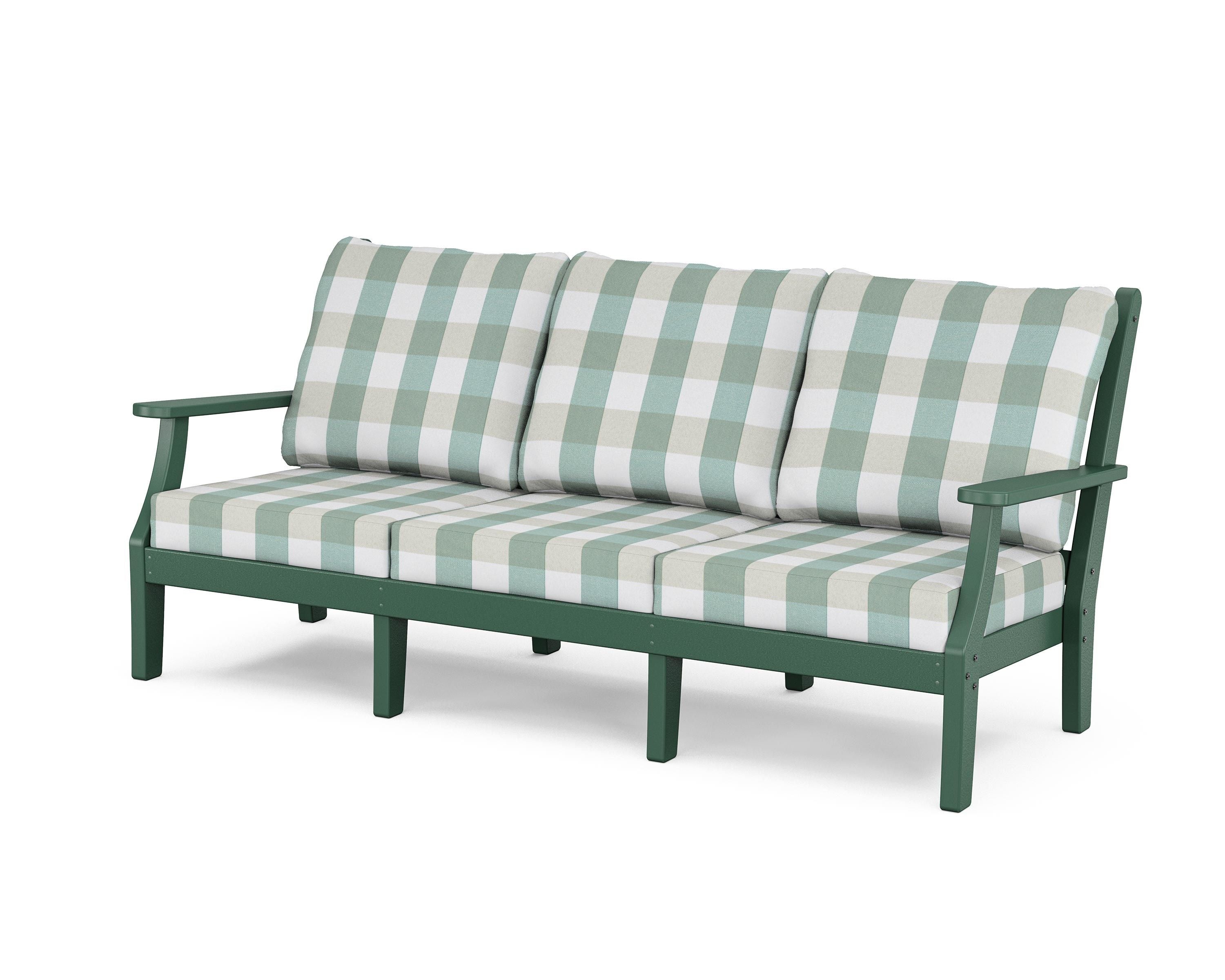 Country Living Wovendale Deep Seating Sofa in Green / Buffalo Plaid Glacier Spa
