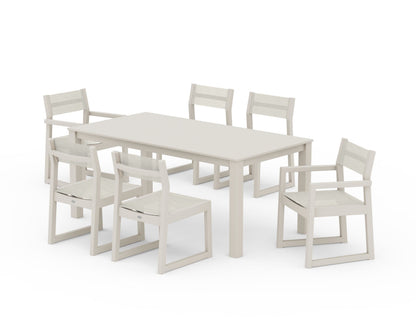POLYWOOD® EDGE Sling 7-Piece Parsons Dining Set in Sand / Parchment Sling
