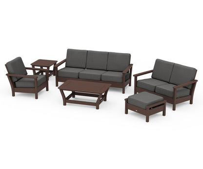 POLYWOOD® Harbour 6-Piece Outdoor Living Set in Mahogany / Spectrum Carbon