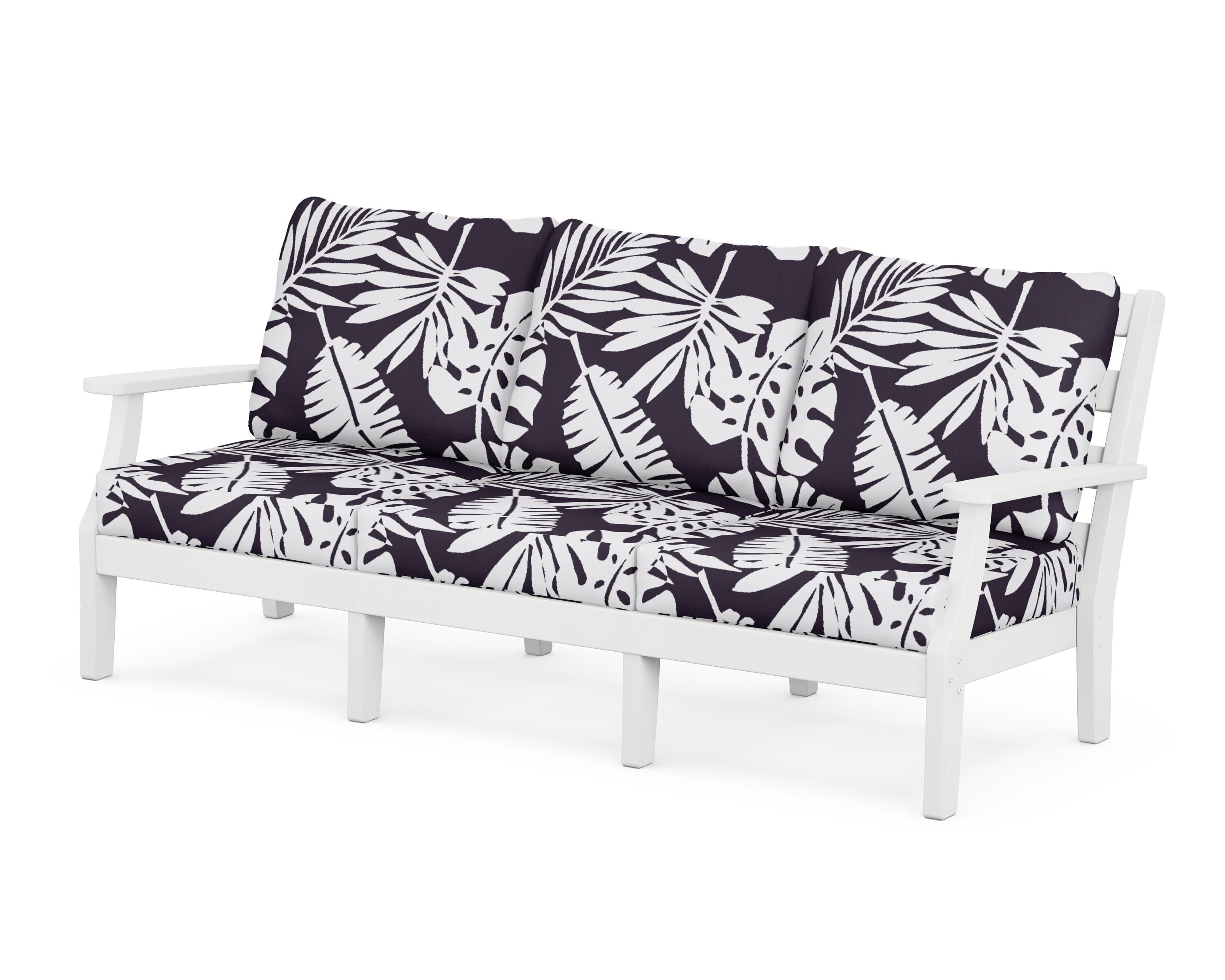 POLYWOOD® Chesapeake Deep Seating Sofa in White / Leaf Navy