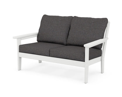Country Living Cottage Deep Seating Loveseat in White / Ash Charcoal