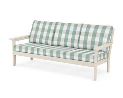 Country Living Cottage Deep Seating Sofa in Sand / Buffalo Plaid Glacier Spa