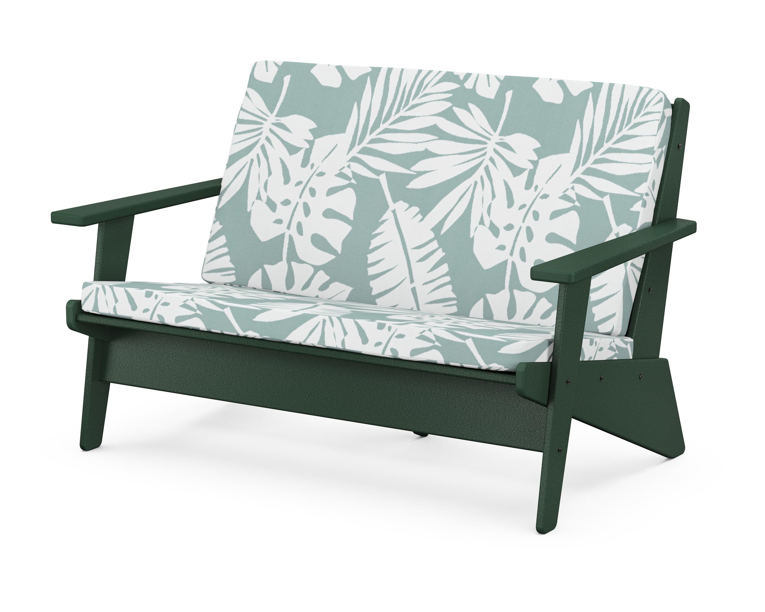 POLYWOOD® Riviera Modern Lounge Loveseat in Green / Leaf Glacier Spa