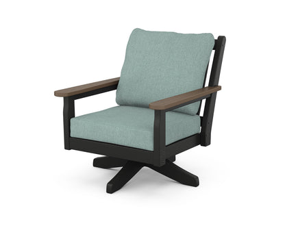 POLYWOOD® Chippendale Deep Seating Swivel Chair in Black / Kona / Glacier Spa