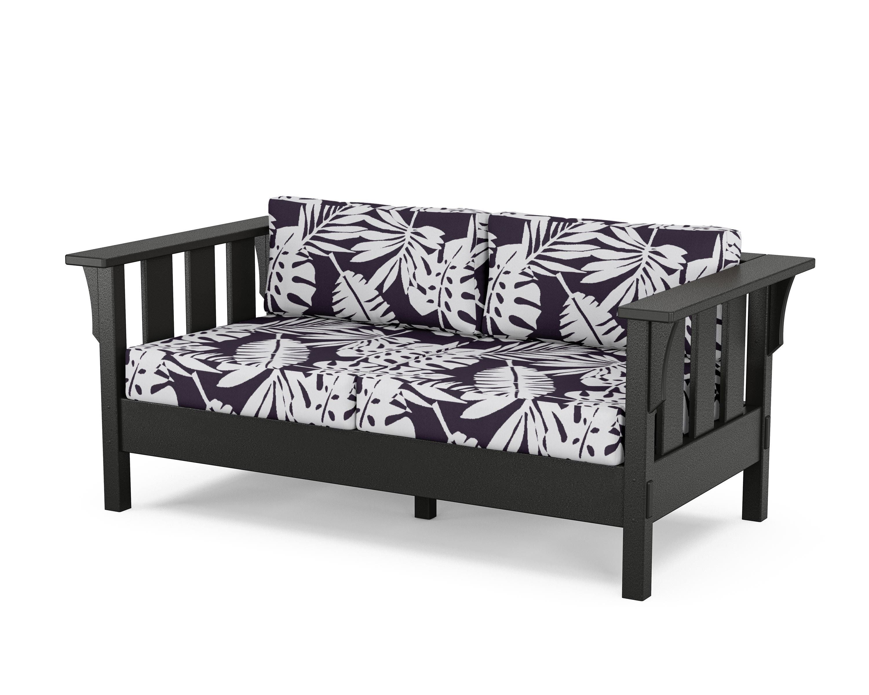 Martha Stewart by POLYWOOD® Acadia Deep Seating Loveseat in Black / Leaf Navy