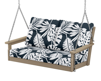 POLYWOOD® Vineyard Deep Seating Swing in Vintage Sahara / Leaf Marine Indigo