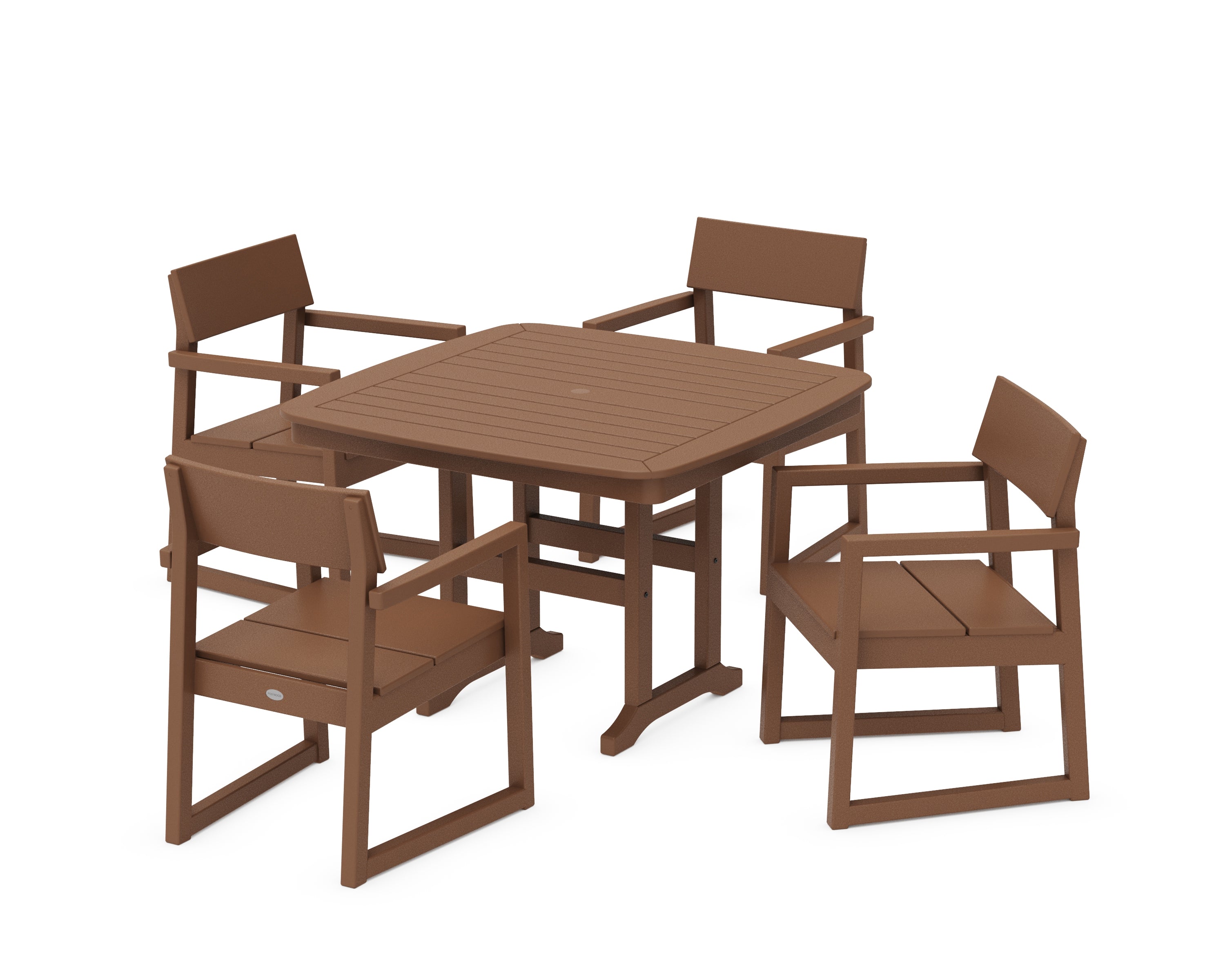 POLYWOOD® EDGE 5-Piece Dining Set with Trestle Legs in Teak