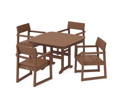 POLYWOOD® EDGE 5-Piece Dining Set with Trestle Legs in Teak
