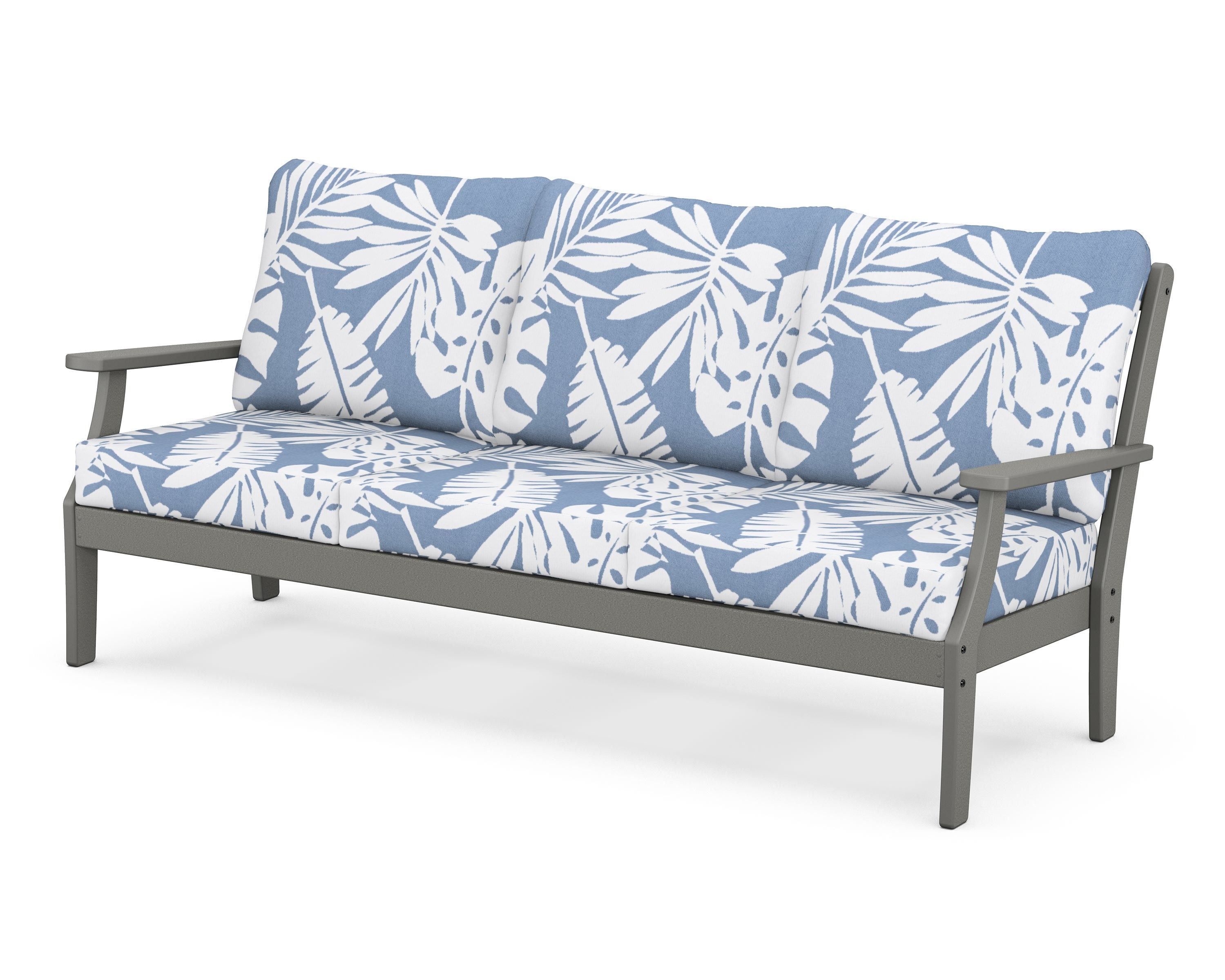 POLYWOOD® Braxton Deep Seating Sofa in Slate Grey / Leaf Sky Blue