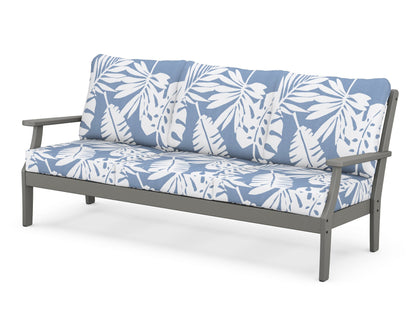 POLYWOOD® Braxton Deep Seating Sofa in Slate Grey / Leaf Sky Blue