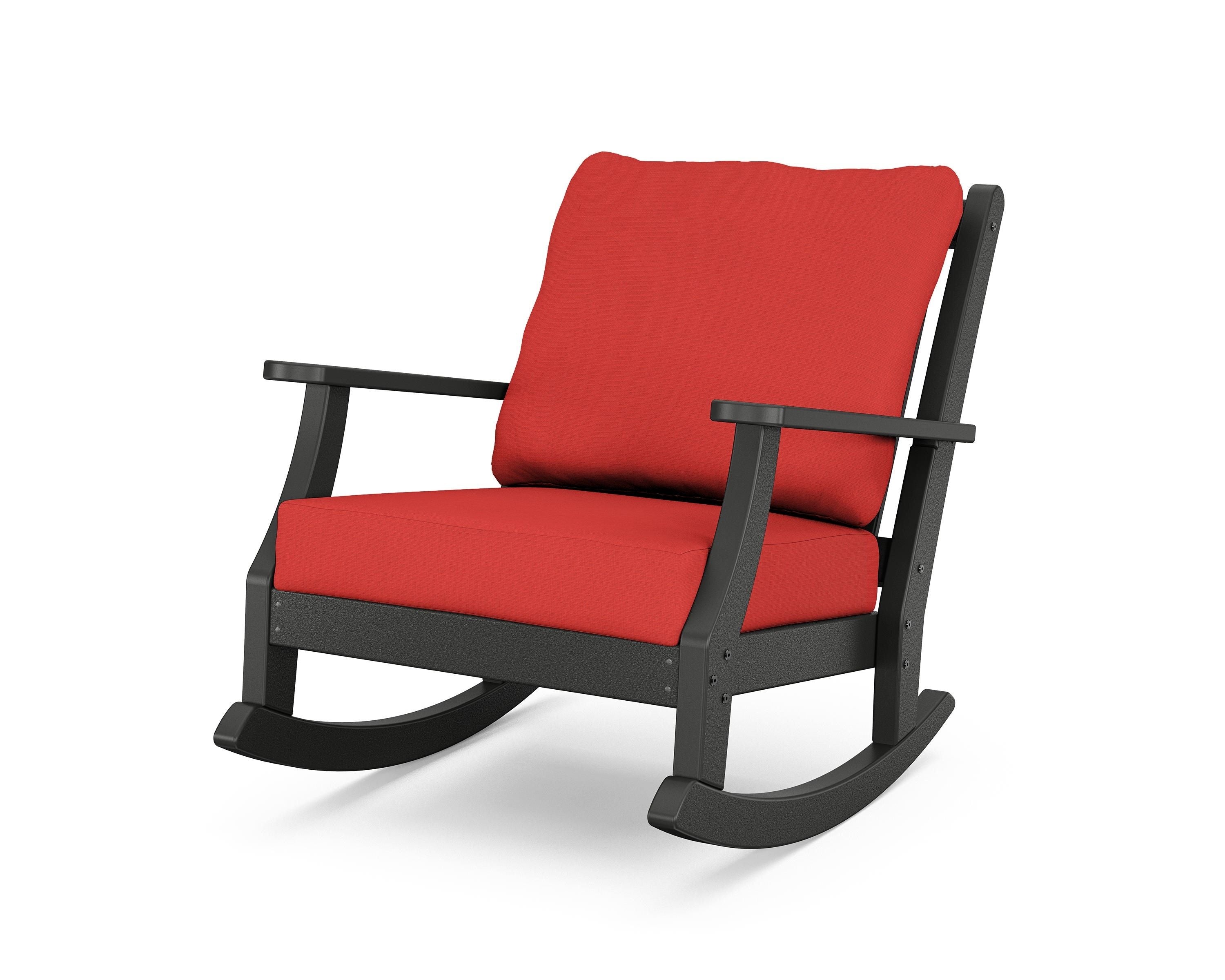 Country Living Wovendale Deep Seating Rocking Chair in Black / Crimson Linen