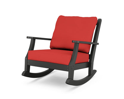 Country Living Wovendale Deep Seating Rocking Chair in Black / Crimson Linen