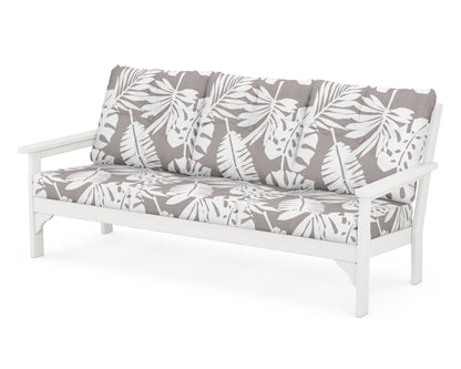 POLYWOOD® Vineyard Deep Seating Sofa in Vintage White / Leaf Grey Mist