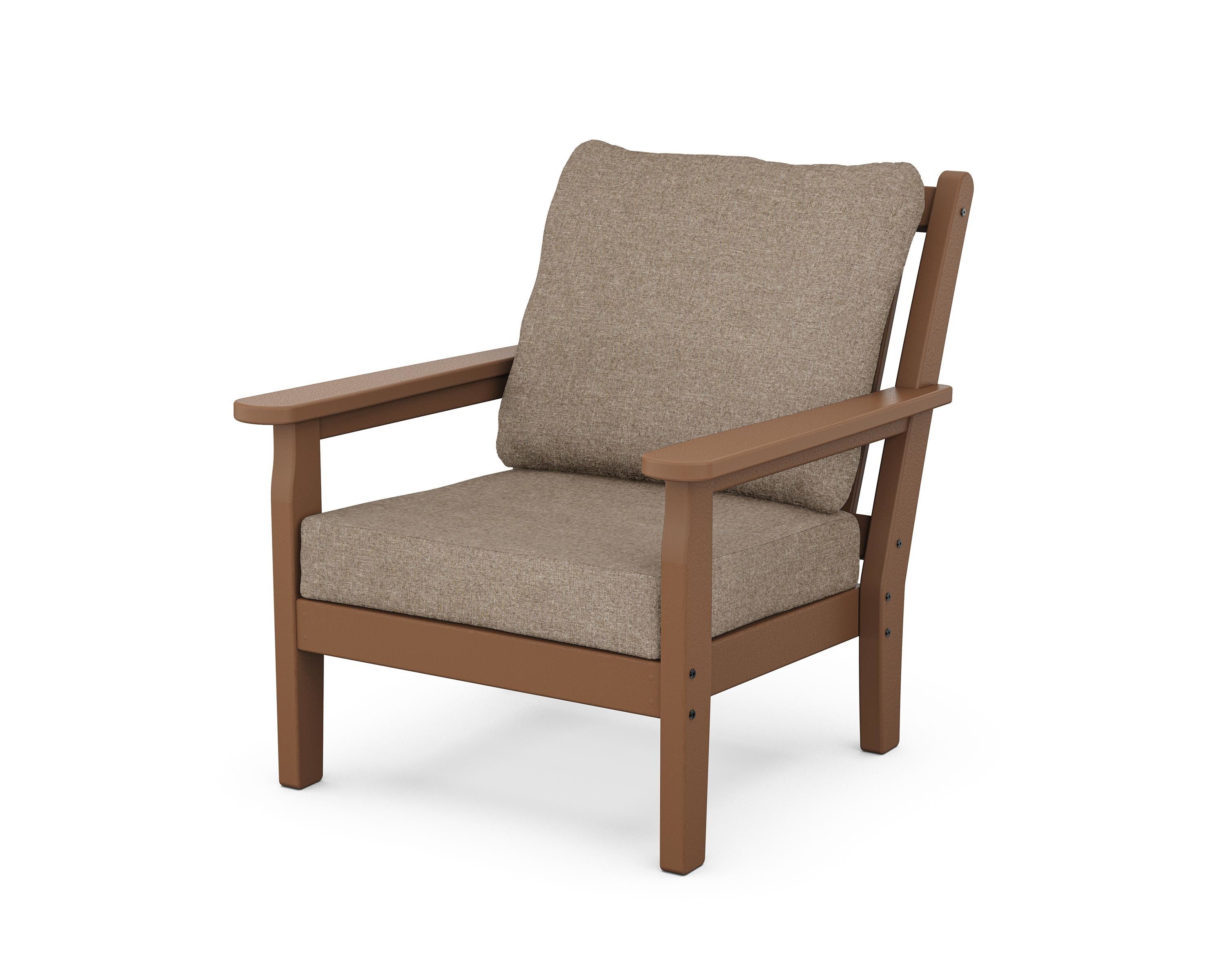 POLYWOOD® Chippendale Deep Seating Chair in Teak / Spiced Burlap
