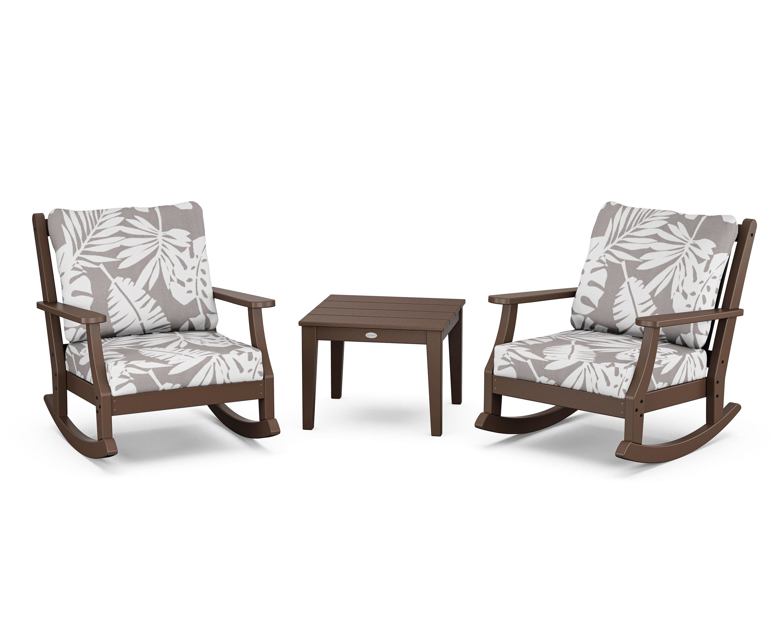 Country Living Wovendale 3-Piece Deep Seating Rocker Set in Mahogany / Leaf Grey Mist