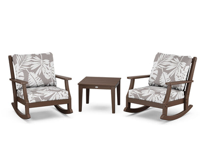Country Living Wovendale 3-Piece Deep Seating Rocker Set in Mahogany / Leaf Grey Mist