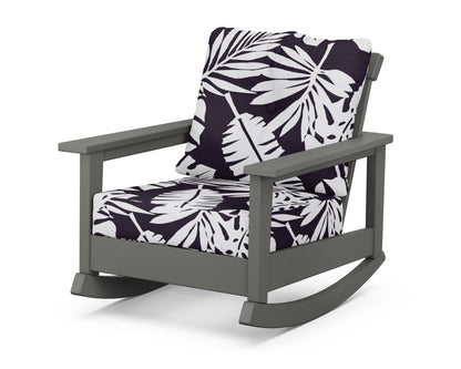 POLYWOOD® Prescott Deep Seating Rocking Chair in Slate Grey / Leaf Navy