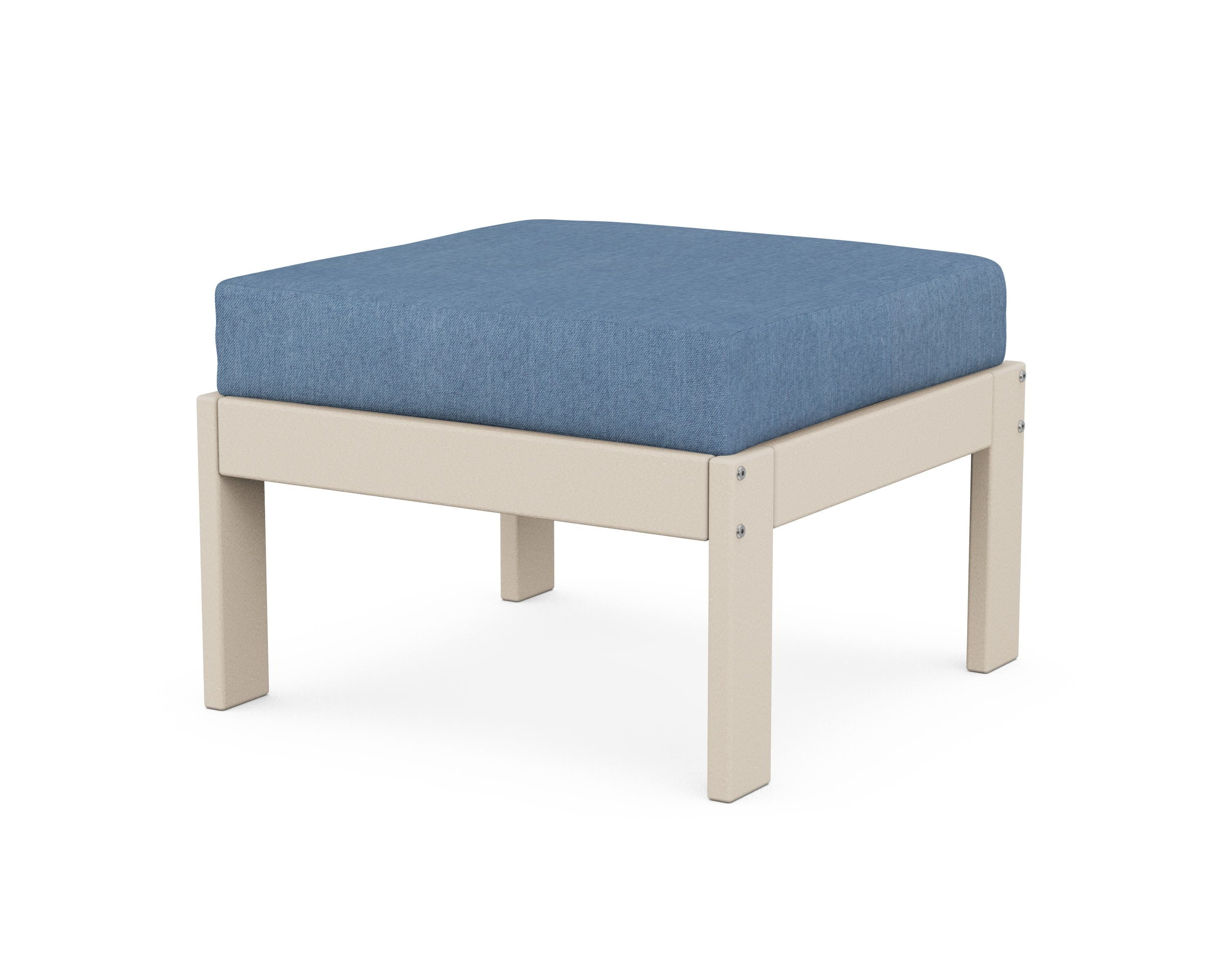 POLYWOOD® Vineyard Modular Ottoman in Sand / Sky Blue