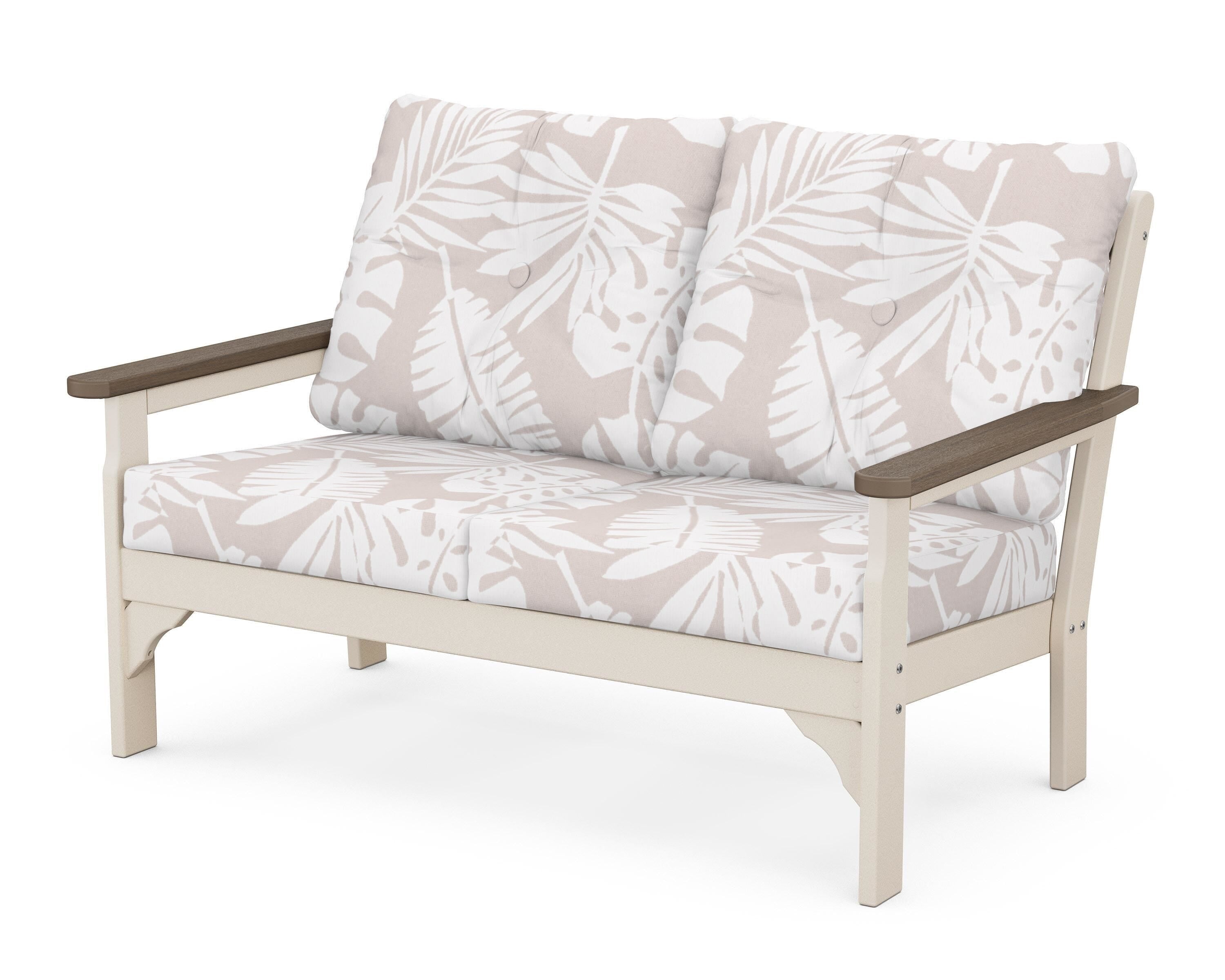 POLYWOOD® Vineyard Deep Seating Loveseat in Sand / Kona / Leaf Dune Burlap