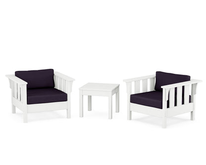 Martha Stewart by POLYWOOD® Acadia 3-Piece Deep Seating Set in White / Navy Linen