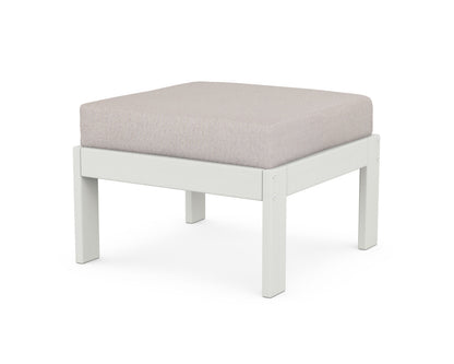 POLYWOOD® Vineyard Modular Ottoman in Vintage White / Dune Burlap