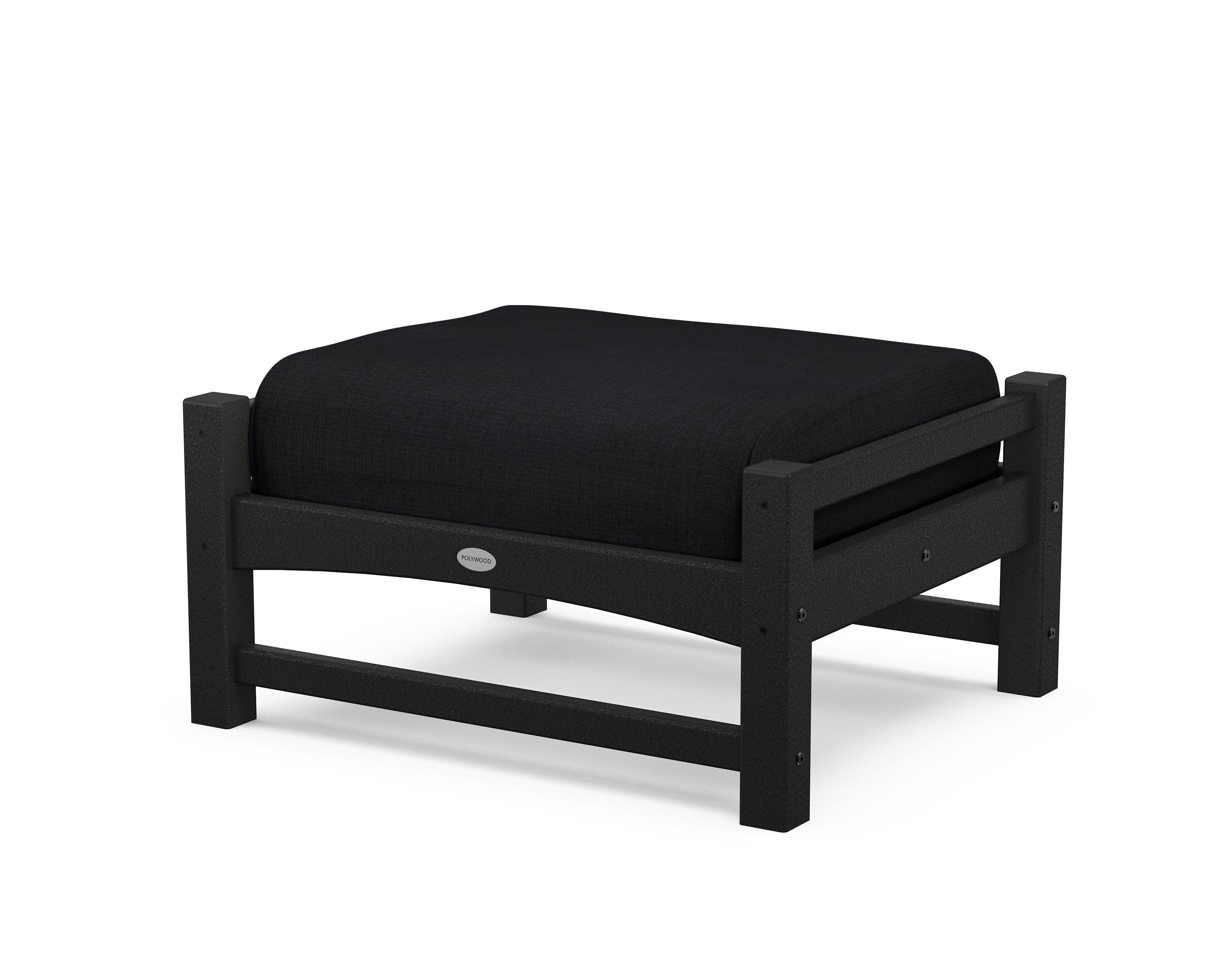 POLYWOOD® Club Ottoman in Black / Midnight Linen