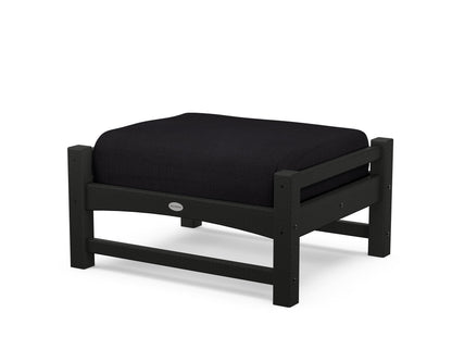 POLYWOOD® Club Ottoman in Black / Midnight Linen