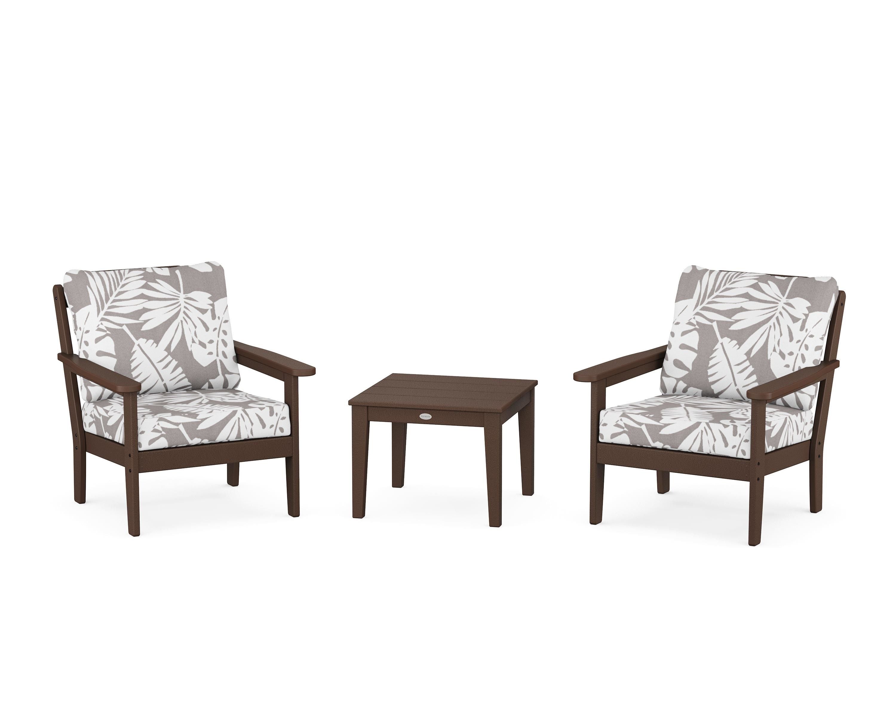 Country Living Cottage 3-Piece Deep Seating Set in Mahogany / Leaf Grey Mist