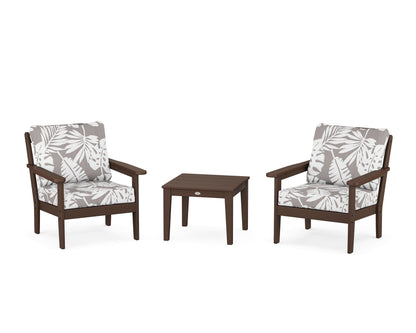 Country Living Cottage 3-Piece Deep Seating Set in Mahogany / Leaf Grey Mist