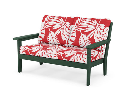 Country Living Cottage Deep Seating Loveseat in Green / Leaf Crimson
