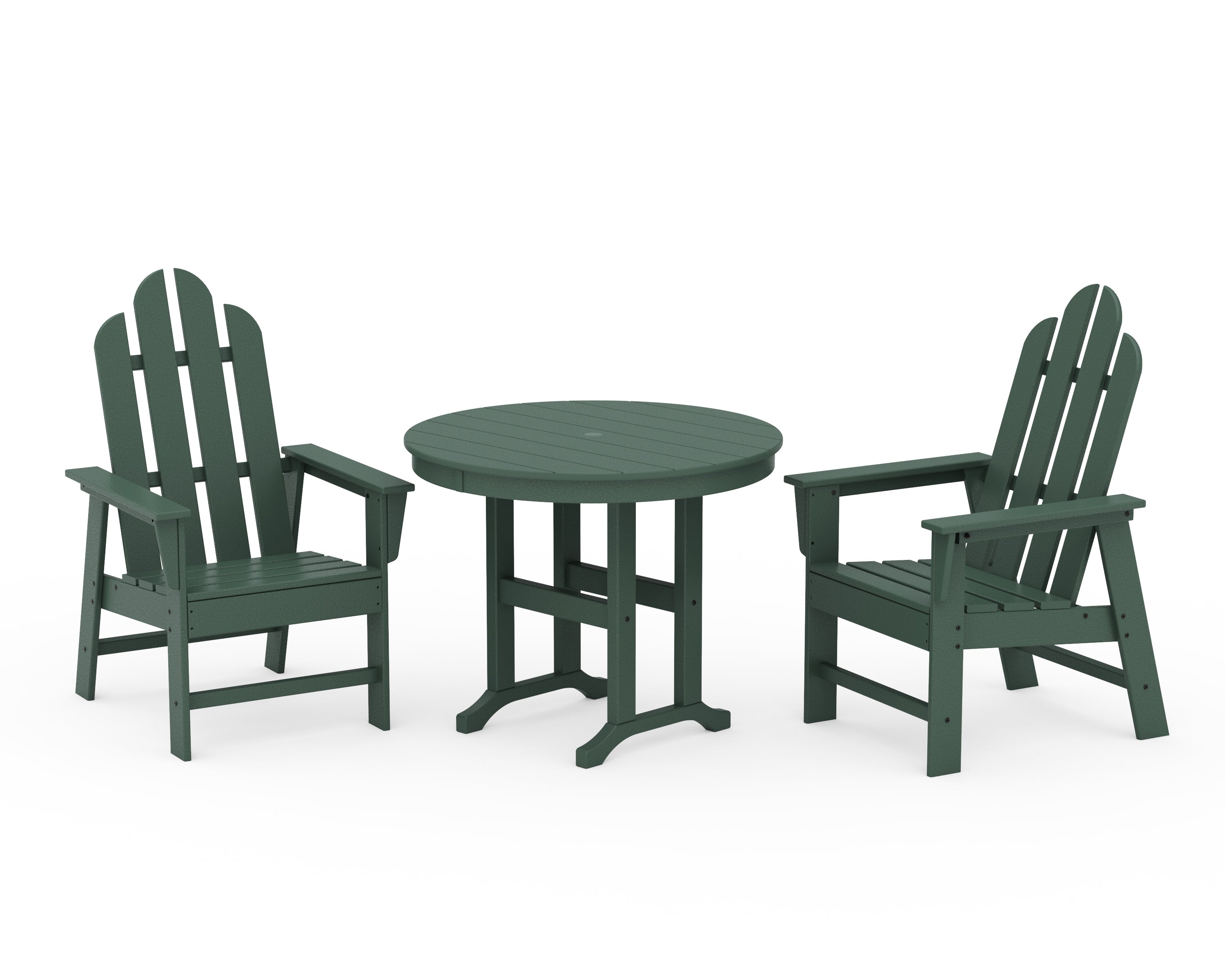 POLYWOOD® Long Island 3-Piece Round Dining Set in Green