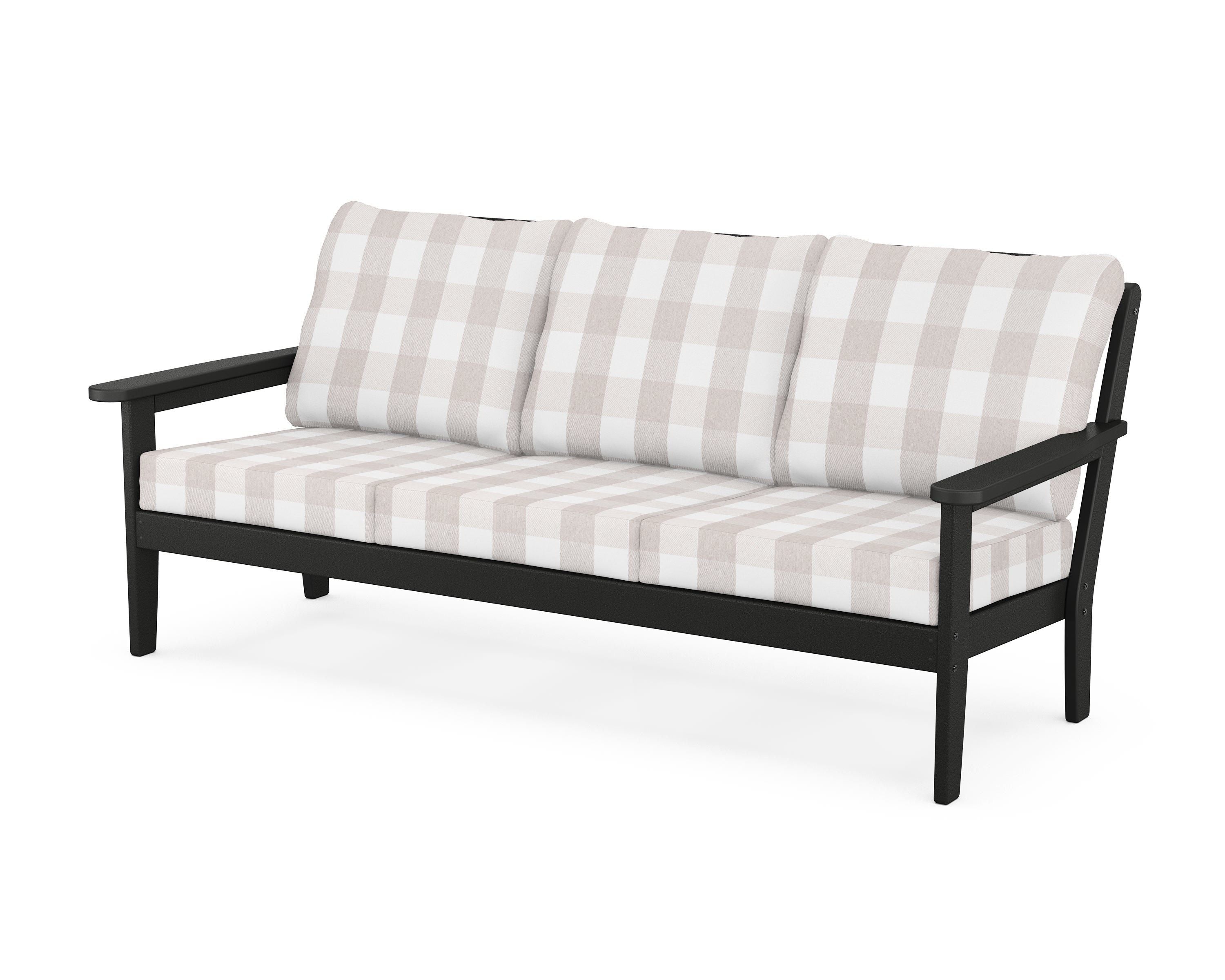 Country Living Cottage Deep Seating Sofa in Black / Buffalo Plaid Dune Burlap