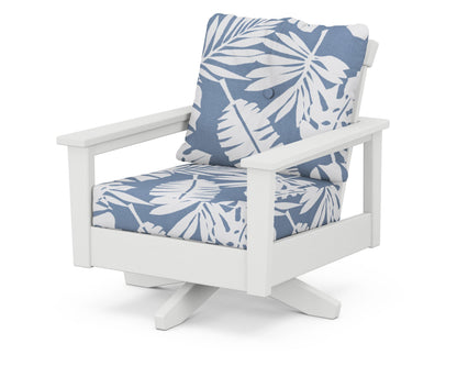 POLYWOOD® Prescott Deep Seating Swivel Chair in White / Leaf Sky Blue