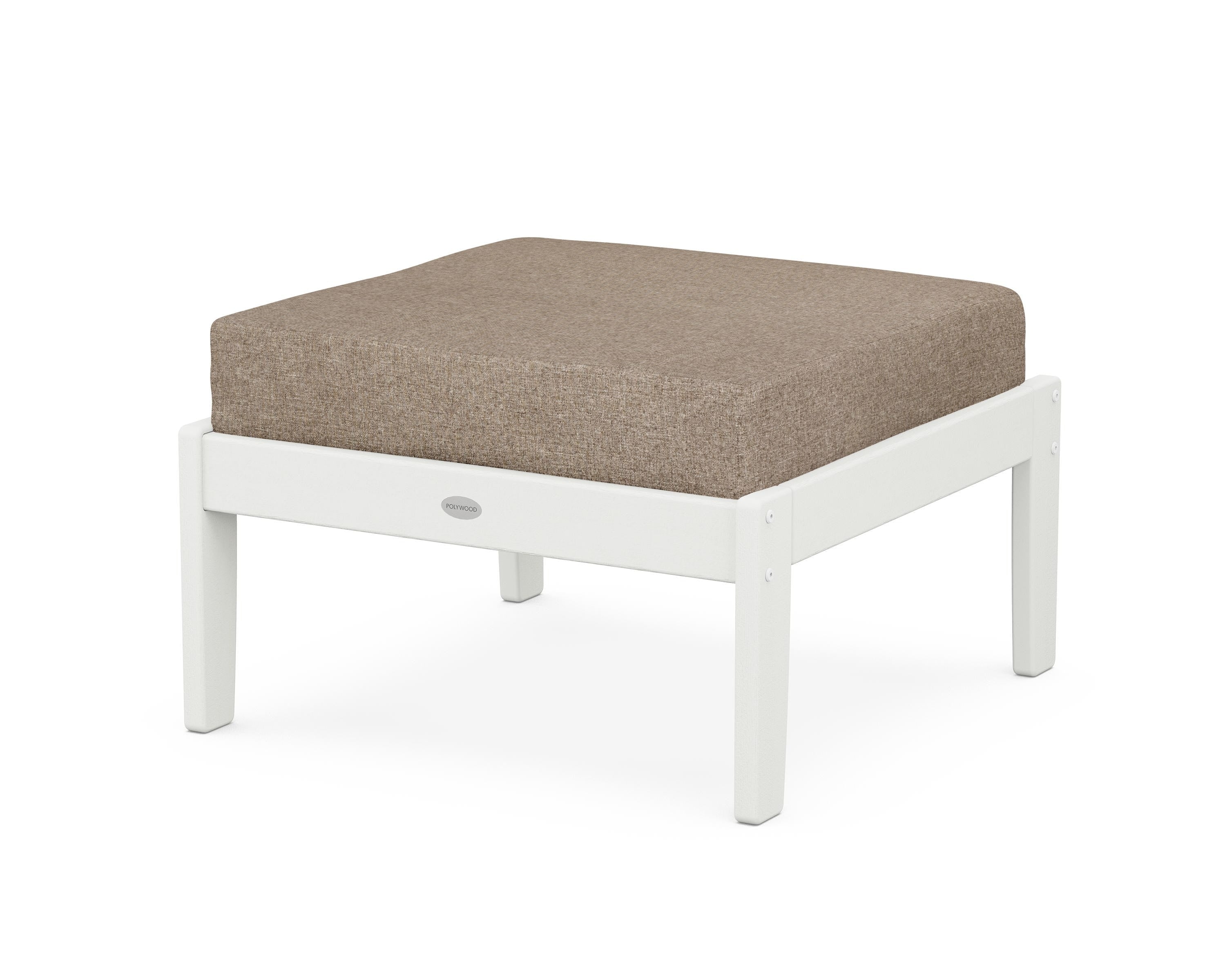 POLYWOOD® Braxton Deep Seating Ottoman in Vintage White / Spiced Burlap
