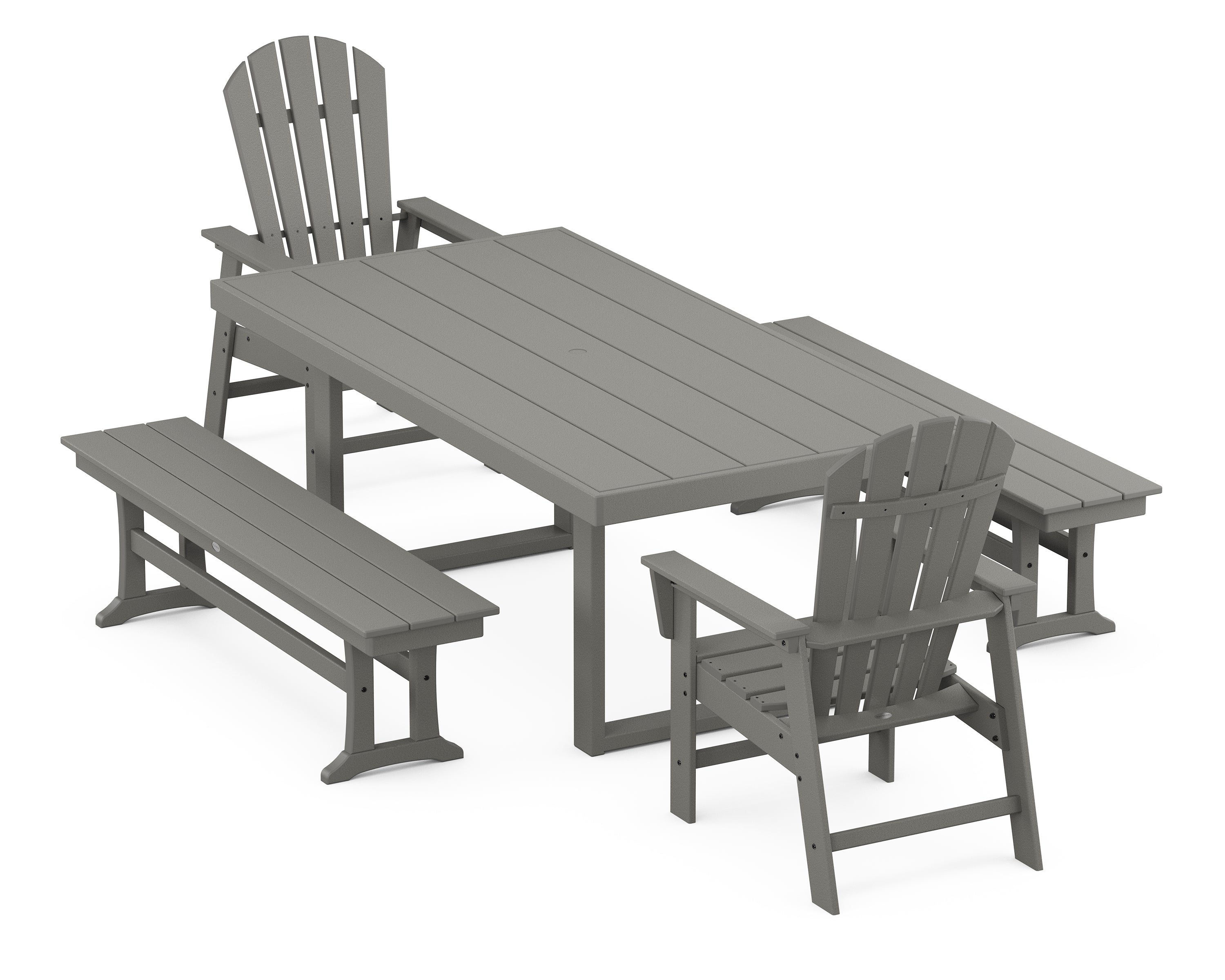 POLYWOOD® South Beach 5-Piece Dining Set with Benches in Slate Grey